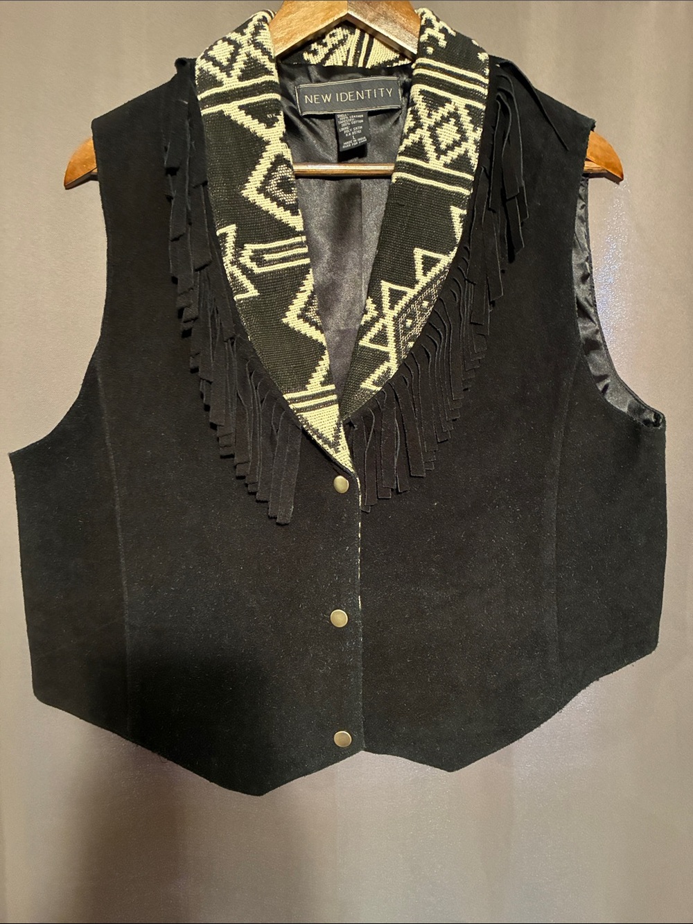 Vintage Leather New Identity Black Fringe Western Vest
